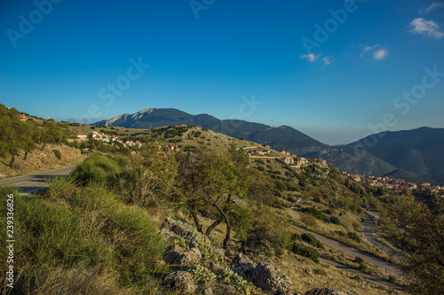 highland mountain European village aerial photography