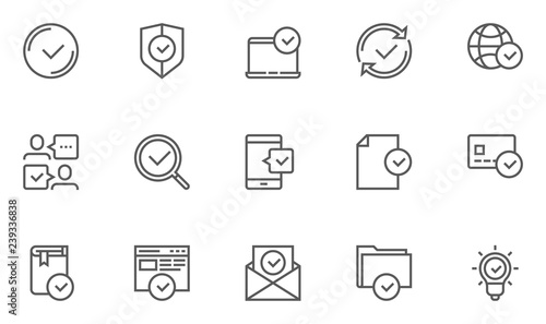 Approve Vector Line Icons Set. Authorization, Accept, Inspector. Editable Stroke. 48x48 Pixel Perfect.
