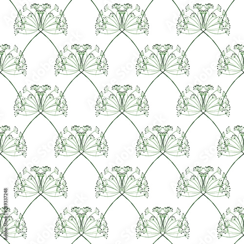 Seamless pattern Watercolor dill flower background