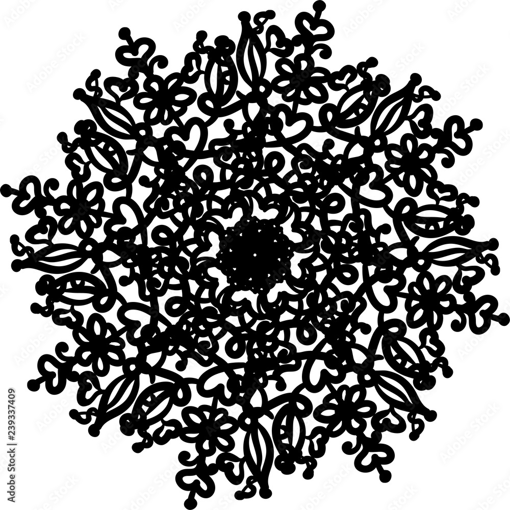 Abstract mandala design. Ornate snowflake.