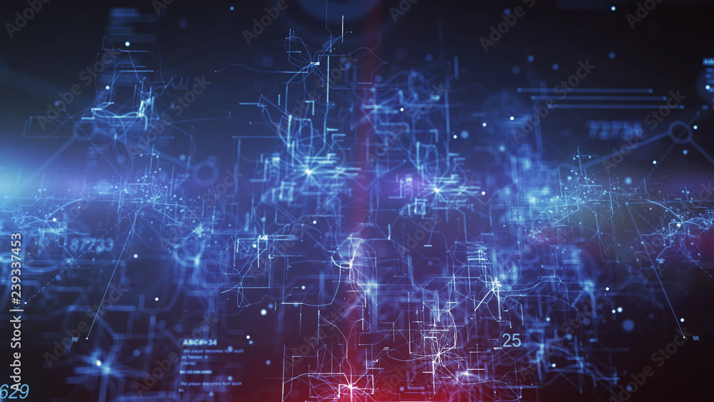 Fototapeta premium Abstract Image CPU in Blue Backdrop