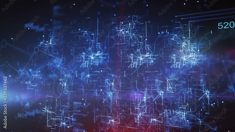 Cyberspace Picture CPU in Blue Background
