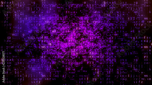 Sparkling Falling Violet Matrix Letters