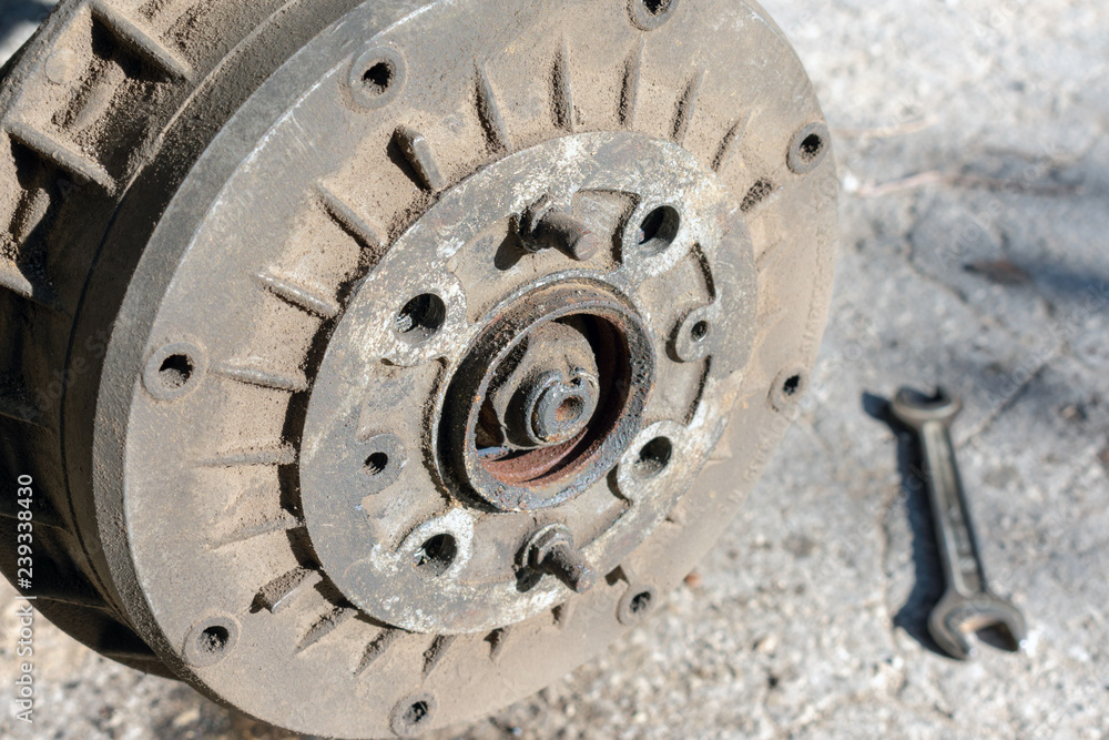 Repair of the car suspension. Replacing drum brake.