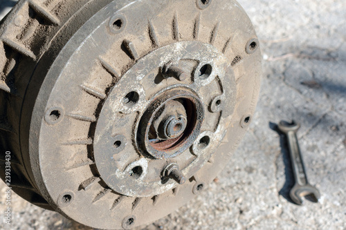 Repair of the car suspension. Replacing drum brake.