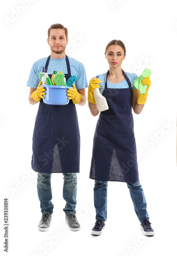 Man and woman with cleaning...
