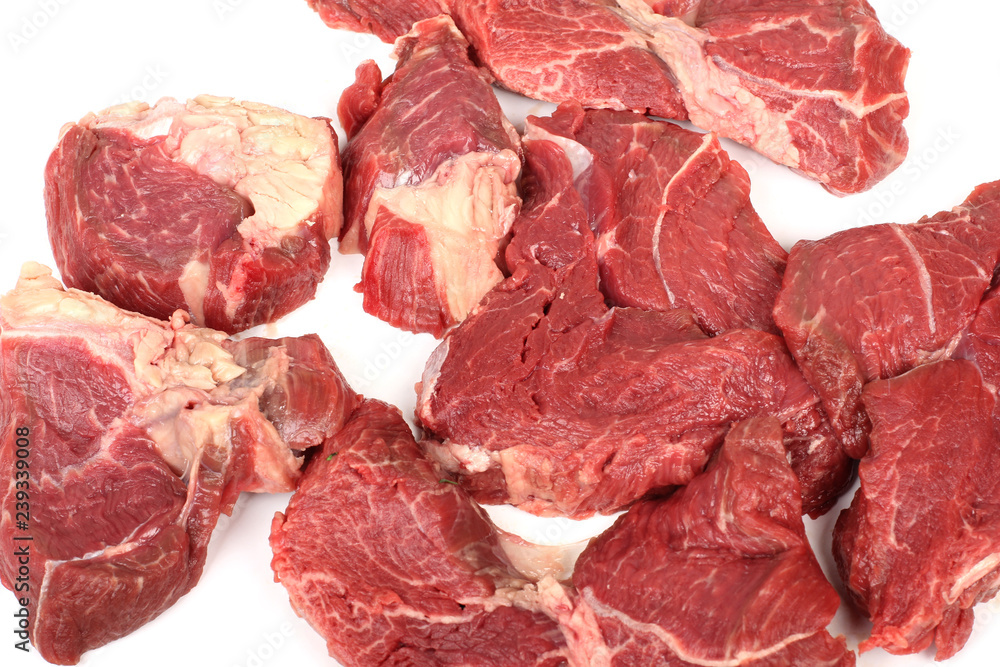 beef raw piece of pork on plate