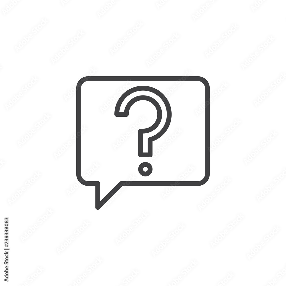 Help chat outline icon. linear style sign for mobile concept and web design. Question speech bubble simple line vector icon. Symbol, logo illustration. Pixel perfect vector graphics Help chat outline icon. linear style sign for mobile concept and web design. Question speech bubble simple line vector icon. Symbol, logo illustration. Pixel perfect vector graphics