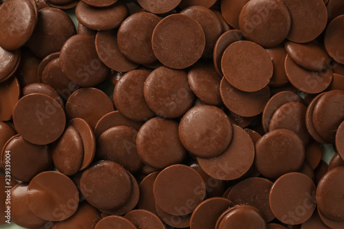 Delicious chocolate chips, top view