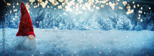 Foto Christmas background, imp in the winter forest, greeting card