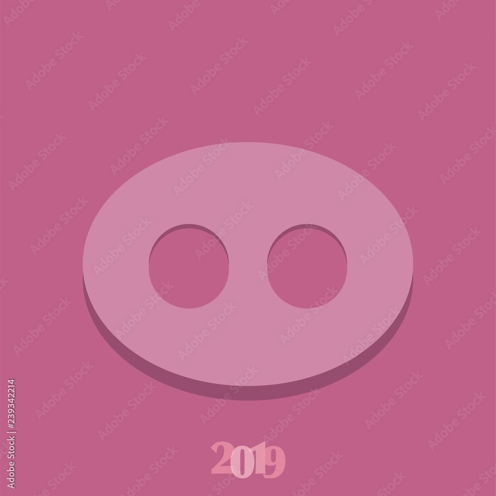 Pig nose silhouette 2019 card banner Pig nose silhouette 2019 card banner