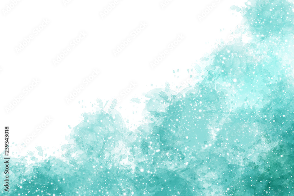 Winter blue watercolor background with snow Winter blue watercolor background with snow
