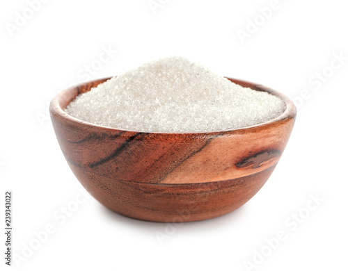 Canvas Print Bowl with sugar on white background