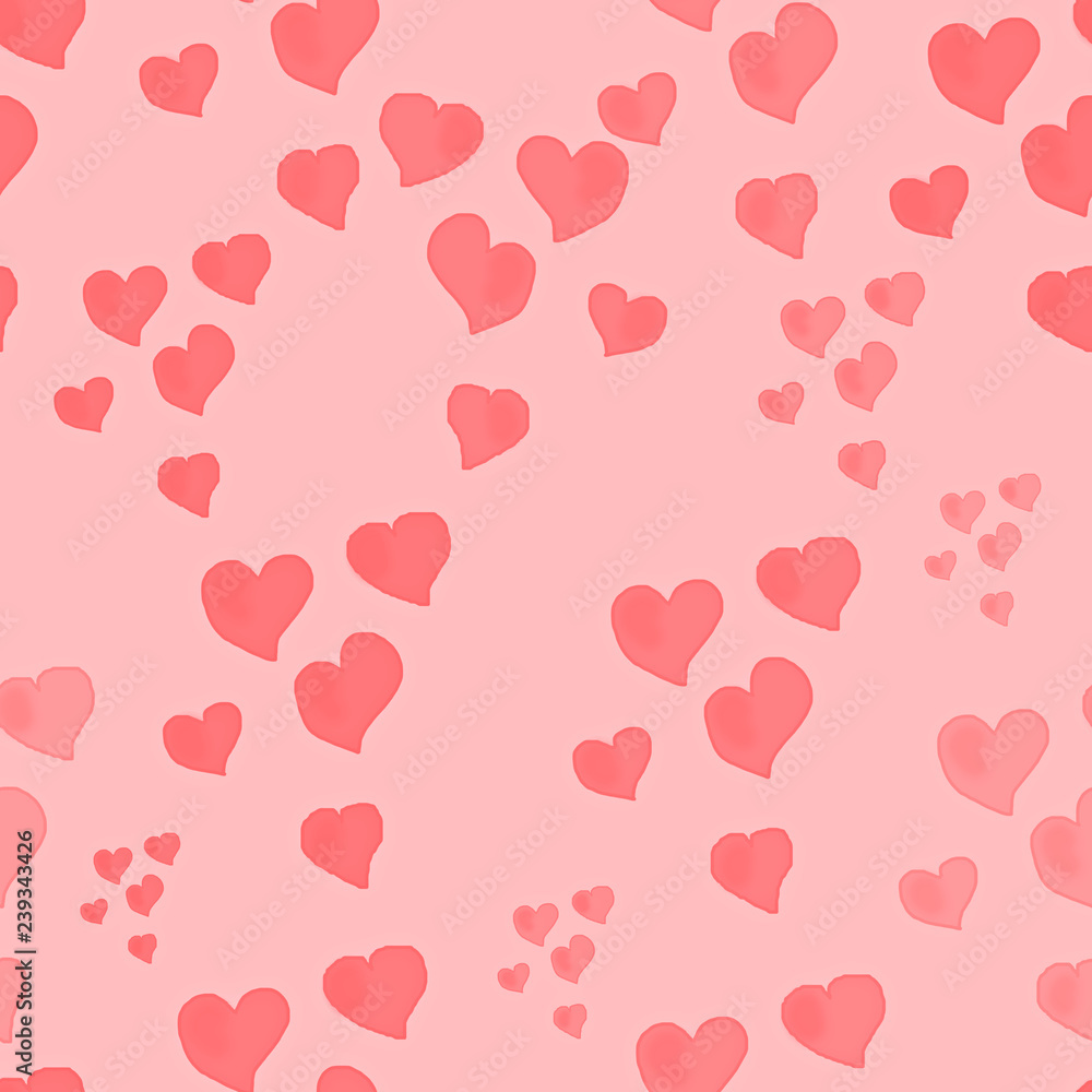 background live coral with hearts valentine seamless