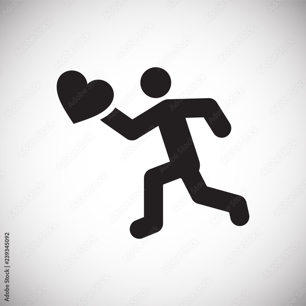 Running man with heart icon on white background for graphic and web design, Modern simple vector sign. Internet concept. Trendy symbol for website design web button or mobile app Running man with heart icon on white background for graphic and web design, Modern simple vector sign. Internet concept. Trendy symbol for website design web button or mobile app