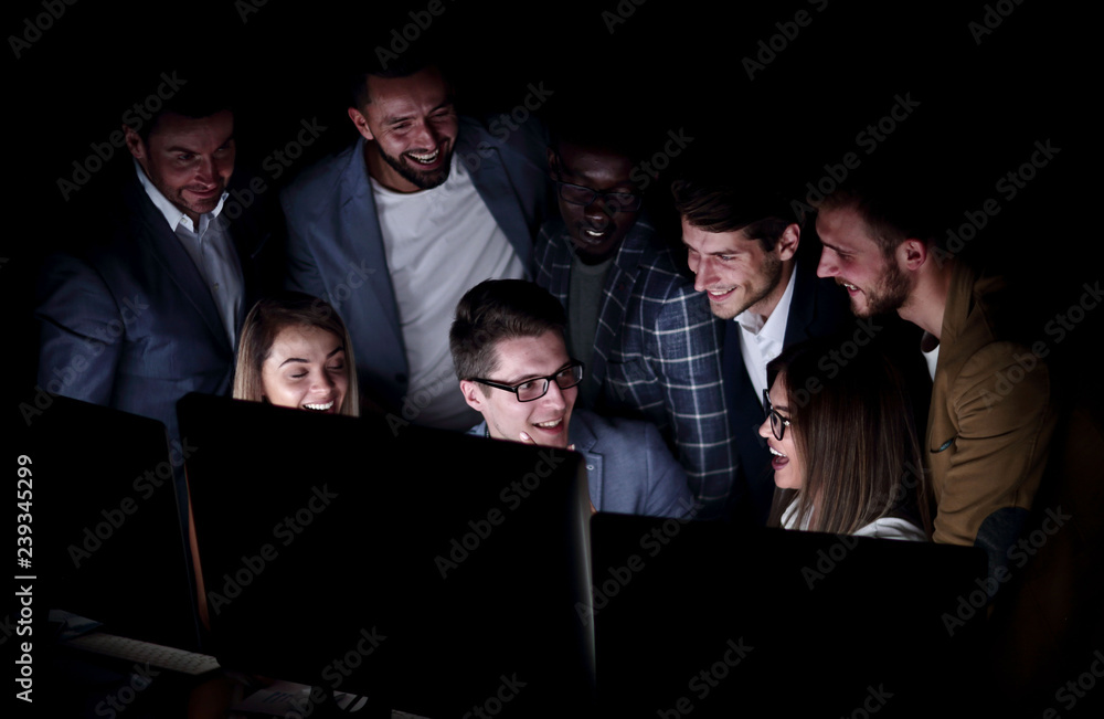 close up.a group of employees discussing business news close up.a group of employees discussing business news