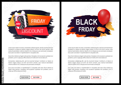 Black Friday Sale, Banners with Presents in Boxes