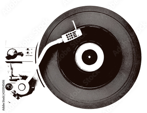 Vintage record player with vinyl record.