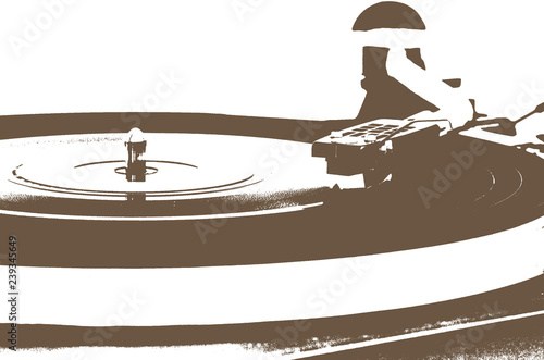 Vintage record player with vinyl record. Abstract version