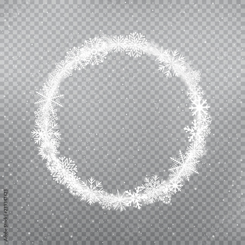snowy round frame template
