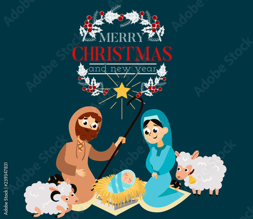 Christmas nativity religious Bethlehem crib scene in holy family