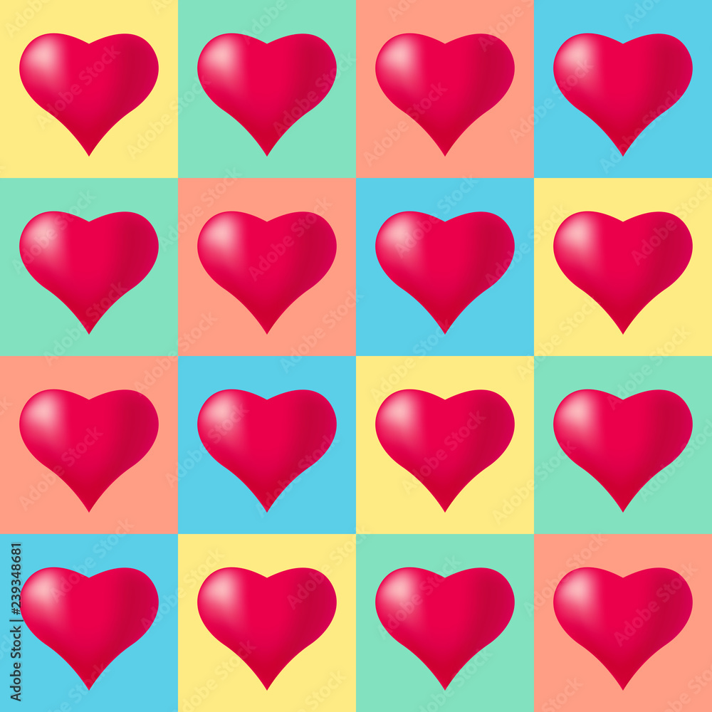 Seamless pattern background with hearts, colorful illustration. Valentines Day holidays typography. Vector EPS10. Seamless pattern background with hearts, colorful illustration. Valentines Day holidays typography. Vector EPS10.