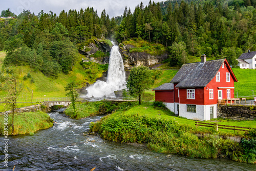 norwegian waterfall of steinsdalsfossen