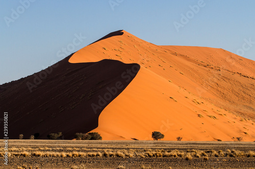 The red sand dunes of Sossusvlei in the Namib Nauklft National Park in Namibia