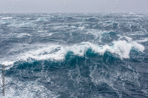 Gale force westerly winds build large waves in the Drake Passage, Antarctica, Polar Regions