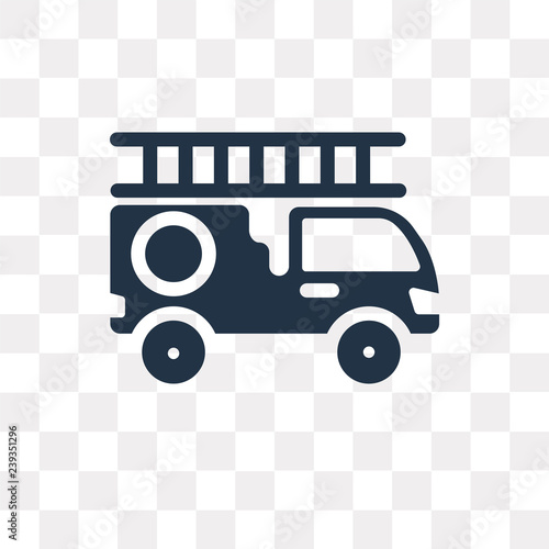 Fire truck vector icon isolated on transparent background, Fire truck  transparency concept can be used web and mobile