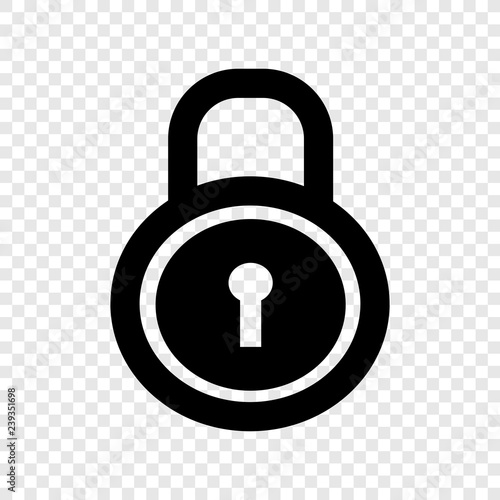 Lock vector icon transparent grid