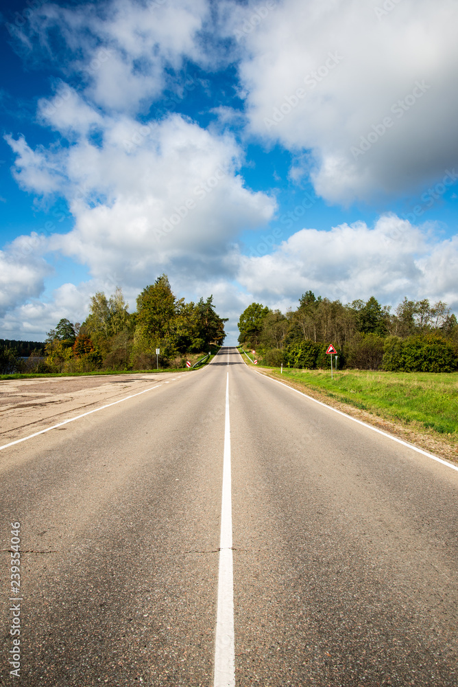 summer asphalt road in perspective