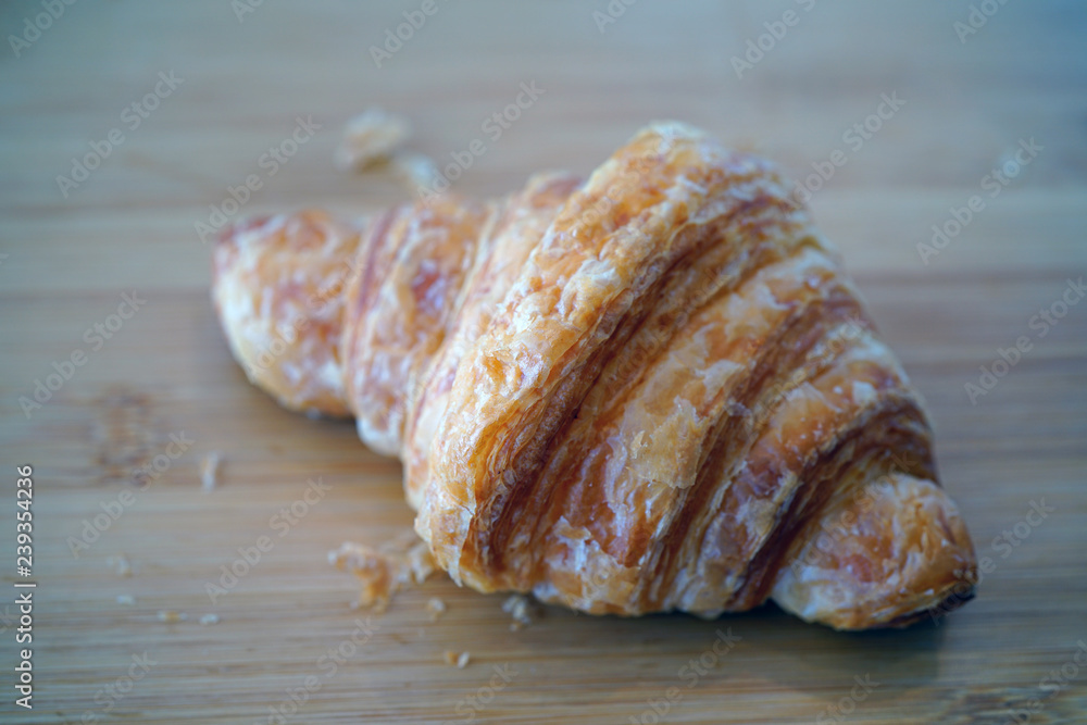 Freshly baked French croissants at a bakery Freshly baked French croissants at a bakery