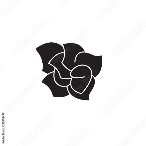 Gardenia black vector concept icon. Gardenia flat illustration, sign, symbol