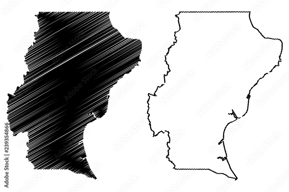 Santa Cruz (Region of Argentina, Argentine Republic, Provinces of Argentina) map vector illustration, scribble sketch Santa Cruz Province map
