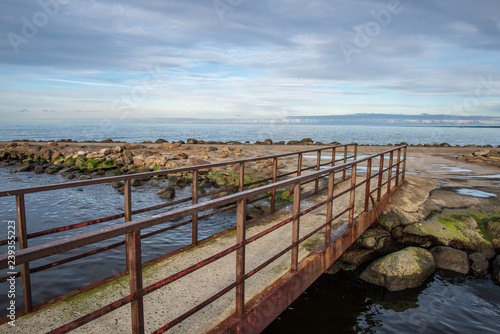 old rusty metal bridge in port