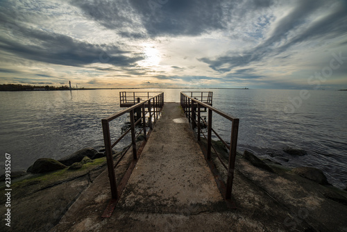 old rusty metal bridge in port