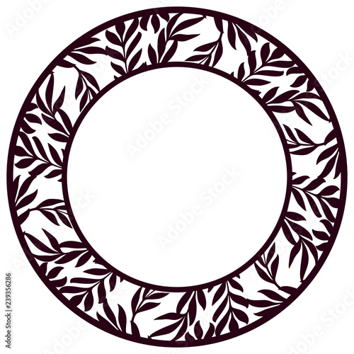 Laser cut ornamental vector template. Die cut paper card with openwork ornament.