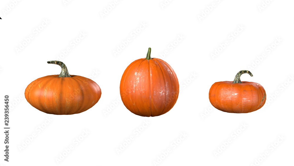 Obraz premium 3d render of pumpkin on white background