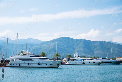 yachts in city dock. summer time. vacation at sea