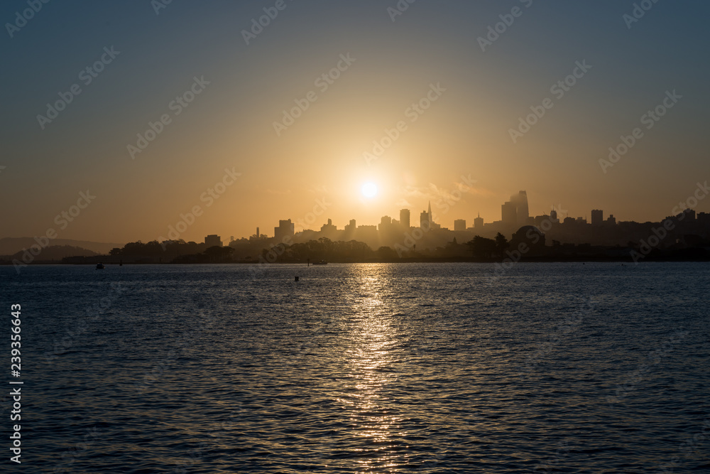 The sunrise over downtown San Francisco
