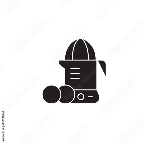 Juice squeezer black vector concept icon. Juice squeezer flat illustration, sign, symbol