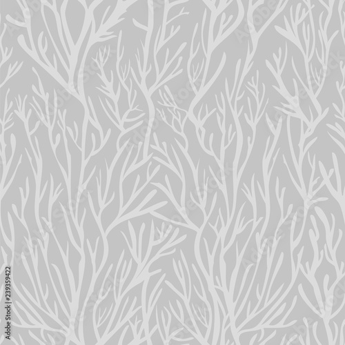 Vector seamless pattern. Doodle organic shapes. Stylish structure of corals or naked branches. Hand drawn abstract background.