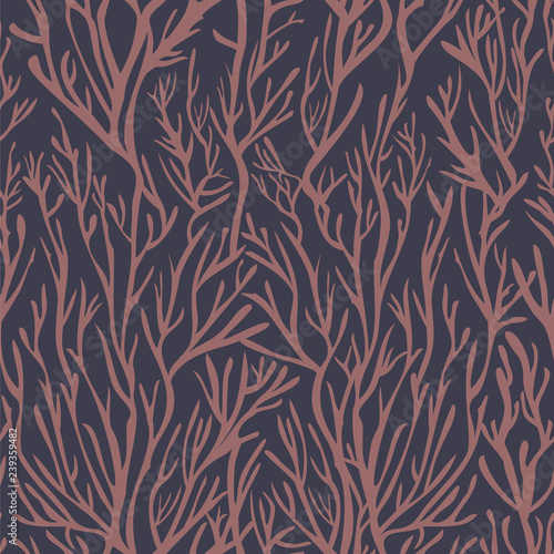 Vector seamless pattern. Doodle organic shapes. Stylish structure of corals or naked branches. Hand drawn abstract background.