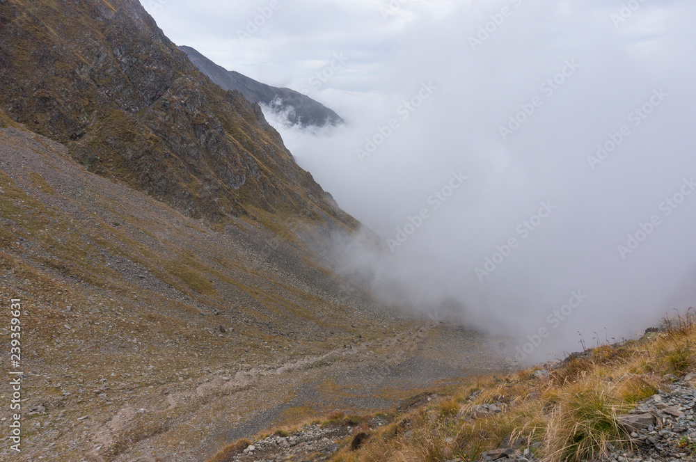 mountain landscape foggy 