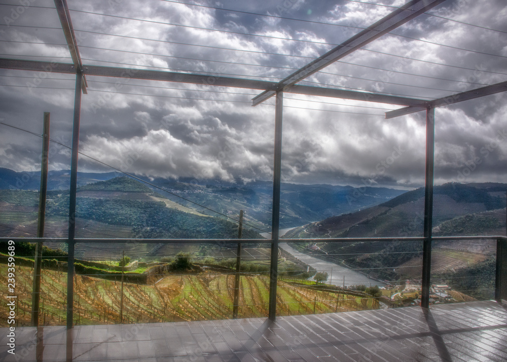 Obraz premium Douro River View from Terrace, Douro Valley, Portugal