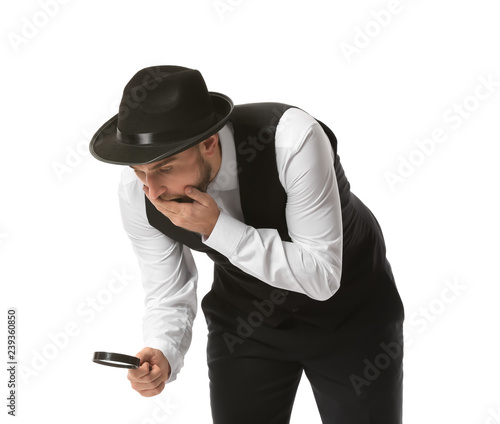 Shocked detective with magn...