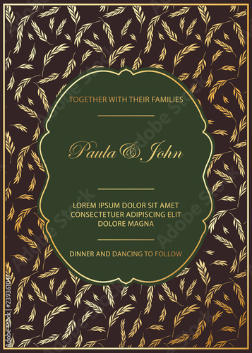 Stylish Wedding Card.  Vector illustration.