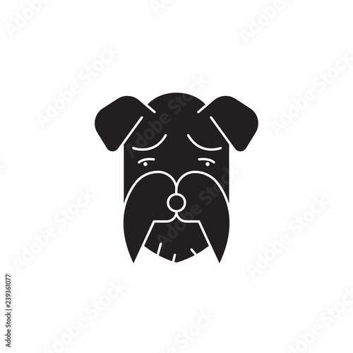 Miniature schnauzer black vector concept icon. Miniature schnauzer flat illustration, sign, symbol