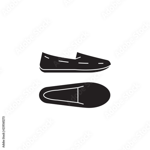 Moccasins black vector concept icon. Moccasins flat illustration, sign, symbol